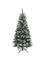 Gymax 6 FT Artificial Christmas Tree Snow Flocked Hinged Tree w/ Red Berries