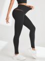 SHEIN Daily&Casual Mesh Patchwork Tight Sport Leggings