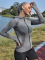 Yoga Trendy Zipper Front Hooded Sports Jacket