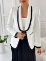 SHEIN Privé Women's White Button Decoration Blazer Jacket
