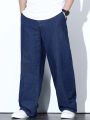 Manfinity LEGND Men's Plus Size Solid Color Straight Leg Jeans With Pockets