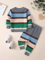 Baby Boys' Striped Long Sleeve Sweater And Pants Set
