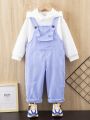 SHEIN Kids EVRYDAY 1pc Casual Striped Overalls Pants For Toddler Boys, Regular Fit, Spring/summer Daily Wear
