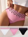 SHEIN Women's Heart Printed Triangle Panties, 3pcs/Pack