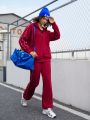 Street Sport Women'S Splicing Side Zipper Hooded Jacket And Pants Sports Suit