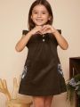 Kids Girls' Flying Sleeve Dress With Peplum Hem And Paisley Print