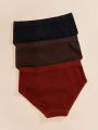 Women's Solid Color Ribbed Knit Triangle Panties