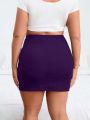 SHEIN Privé Women's Plus Size Pleated And Slit Midi Skirt