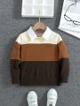 Toddler Boys' Head Pattern Sweater With Detachable Shirt Collar, Fall And Winter