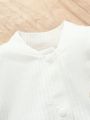 SHEIN Baby Girls' 3pcs Home Wear Bodysuit With Cute Embroidery Patch On Chest
