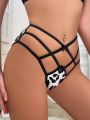 One Piece Of Hollow Out Cow Print Triangle Panties