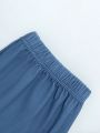 2pcs Tween Boys' English Letter Short Sleeve T-shirt And Pants Homewear Set