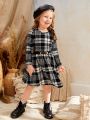 SHEIN Kids FANZEY Toddler Girls Plaid Print Dress Without Belt