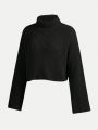 Teen Girl Turtleneck Drop Shoulder Sweater