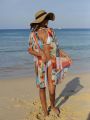 SHEIN Swim Vcay New Printed Full Length Cover Up For Vacation