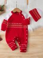 Infant Baby Girls' Colorblocked Geometric Pattern Knitted Romper