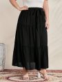 SHEIN Mulvari Plus Size Belted Jacquard Skirt