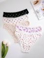 Women'S Lace & Polka Dot & Butterfly & Printed Triangle Panties (5pcs/Pack)