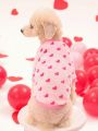 PETSIN 1pc Coral Fleece Pink Heart Print Pet Sweatshirt, Warm And Hat-Free, Suitable For Cats And Dogs