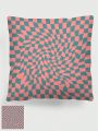 Sofia Garcez Design 1pc Abstract Loop Geometric Pattern Printed Cushion Cover, Made Of Flannel, Suitable For Home Sofa, Car Pillow Decoration And Pillowcase Replacement