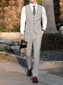 Manfinity Mode 2pcs/set Men's Plaid Suit Vest And Pants Set