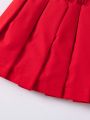SHEIN Kids EVRYDAY Young Girls' Solid Color Pleated Skirt