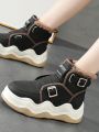 Winter Plus Velvet Athletic Shoes For Women, High-top Fashion Sneakers For Students