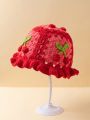 Y2k Fashion Crochet Cherry Knitted Bucket Hat