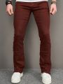 Manfinity Men's Slim Fit Denim Jeans With Frayed Splicing Detail