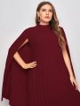 SHEIN Belle Plus Solid Pleated Cape Dress