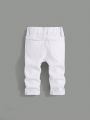 SHEIN Baby Boy Solid Color Distressed Denim Pants
