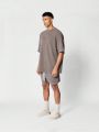 SUMWON Textured Mock Neck Tee With Front Embroidery