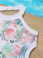 Tween Girls' One-Piece Swimsuit With Botanical Floral Print