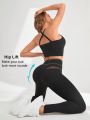 SHEIN Daily&Casual Mesh Patchwork Tight Sport Leggings
