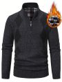 Manfinity Homme Men Quarter Zip Argyle Pattern Thermal Sweater