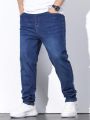 Extended Sizes Men's Plus Size Denim Jeans With Pockets