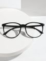 1pc Men's Business Eyeglass Frame Transparent & Elliptical Empty Glasses, Suitable For Daily Wear