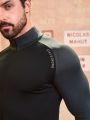 Men's Colorblock Shoulder Insert Letter Printed Sports Jacket