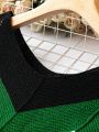 SHEIN LUNE Women's Plus Size Color Block Herringbone Pattern Sweater