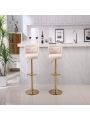 OSQI Modern Barstools Bar Height, Swivel Velvet Bar Stool Counter Height Bar Chairs Adjustable Tufted Stool with Back& Footrest for Home Bar Kitchen Island Chair (Beige, Set of 2)