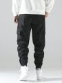 Extended Sizes Men's Solid Color Drawstring Cargo Pants