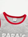 SHEIN Toddler Boys' Casual Color-block Letter Print Vest