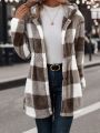 Buffalo Plaid Print Hooded Flannel Coat