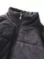 Manfinity Homme Loose Men's Plus Size Zipper Front Stand Collar Jacket