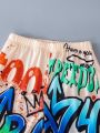 Tween Boys' Graffiti & Letter Printed Sweatshirt And Jogger Pants Set