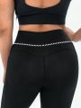 Daily&Casual Plus Size Wide Waistband Side Pocket Sports Leggings