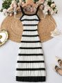 SHEIN Privé Plus Striped Pattern Cami Sweater Dress