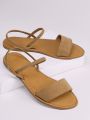 Women Minimalist Slingback Sandals, Elegant Summer Faux Suede Flat Sandals
