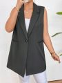 Women'S Plus Size Solid Color Lapel Collar Single Button Suit Vest