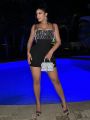 SHEIN SXY Women's Sequin Chain Tassel Strap Mini Black Party Dress